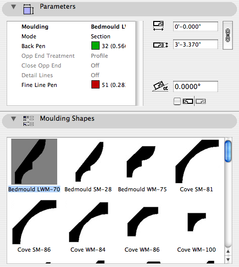 Moulding settings