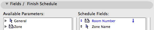 Finish schedule fields